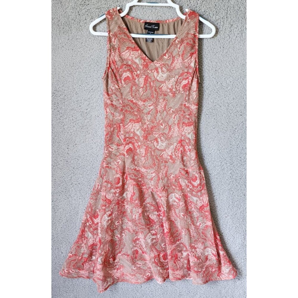 Vtg Good Times Women's Sleeveless V Neck Midi Flare Dress‎ Y2K Fairy Flowy Sz M